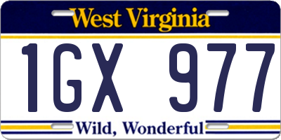 WV license plate 1GX977
