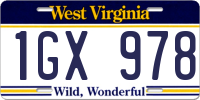 WV license plate 1GX978