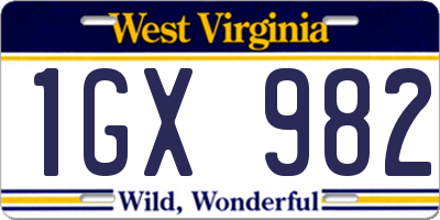 WV license plate 1GX982