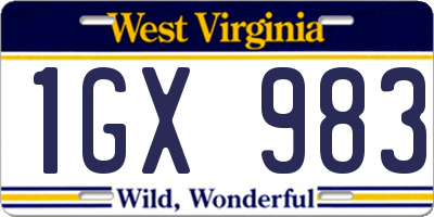 WV license plate 1GX983
