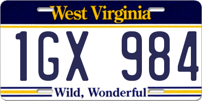 WV license plate 1GX984
