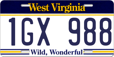 WV license plate 1GX988