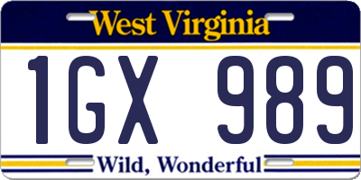 WV license plate 1GX989