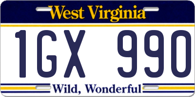 WV license plate 1GX990