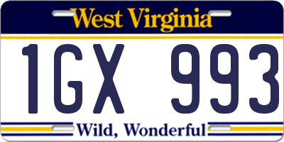 WV license plate 1GX993