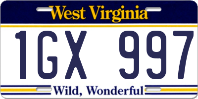 WV license plate 1GX997