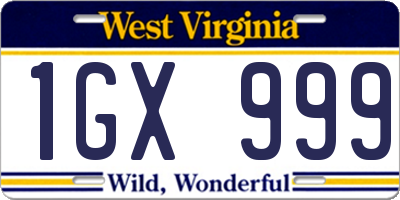 WV license plate 1GX999