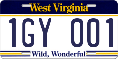 WV license plate 1GY001