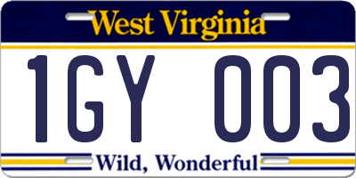 WV license plate 1GY003