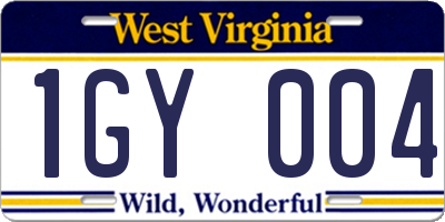 WV license plate 1GY004