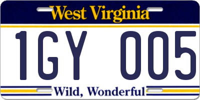 WV license plate 1GY005