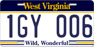 WV license plate 1GY006