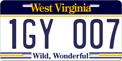 WV license plate 1GY007