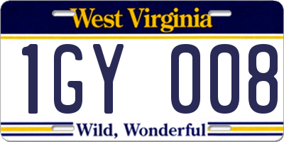 WV license plate 1GY008