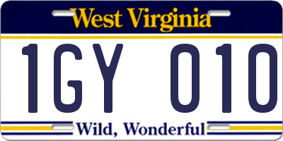 WV license plate 1GY010