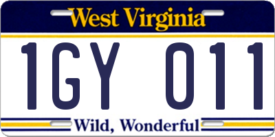 WV license plate 1GY011