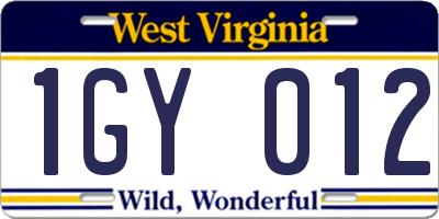 WV license plate 1GY012