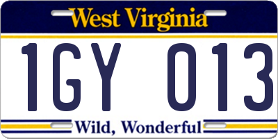 WV license plate 1GY013