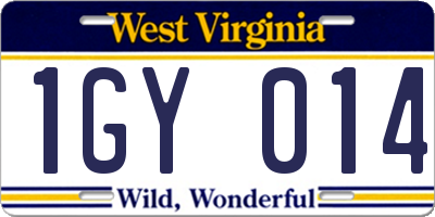 WV license plate 1GY014