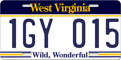 WV license plate 1GY015
