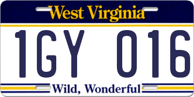 WV license plate 1GY016