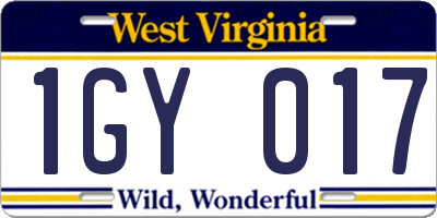 WV license plate 1GY017