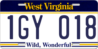 WV license plate 1GY018