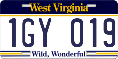 WV license plate 1GY019