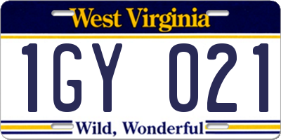 WV license plate 1GY021