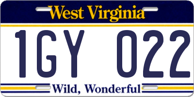 WV license plate 1GY022
