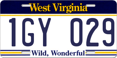 WV license plate 1GY029