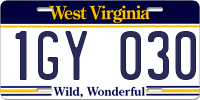 WV license plate 1GY030