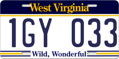 WV license plate 1GY033