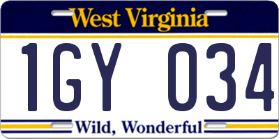 WV license plate 1GY034