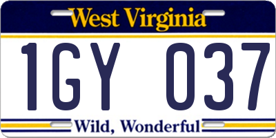 WV license plate 1GY037