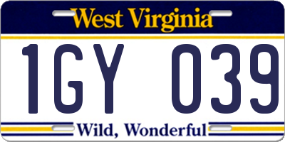 WV license plate 1GY039