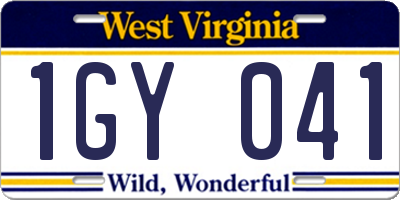 WV license plate 1GY041