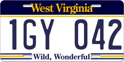 WV license plate 1GY042