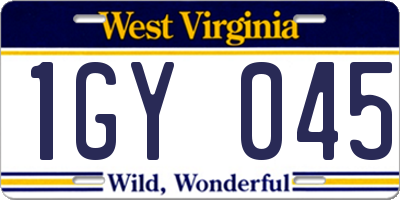 WV license plate 1GY045