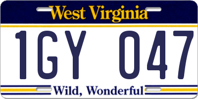 WV license plate 1GY047