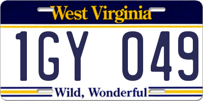 WV license plate 1GY049