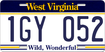 WV license plate 1GY052