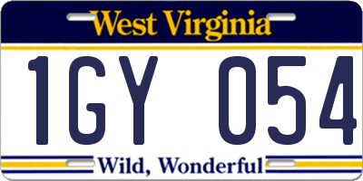 WV license plate 1GY054