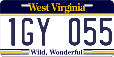 WV license plate 1GY055