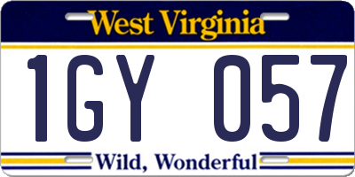 WV license plate 1GY057