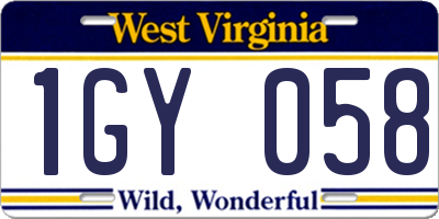 WV license plate 1GY058