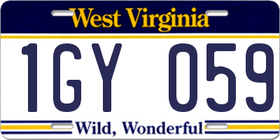 WV license plate 1GY059