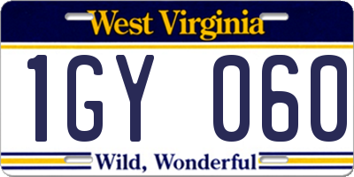 WV license plate 1GY060