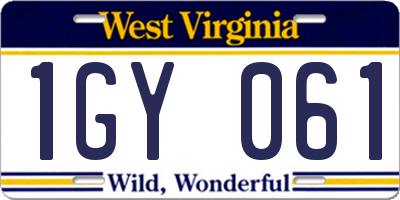 WV license plate 1GY061