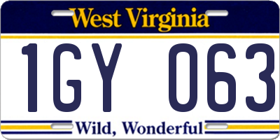 WV license plate 1GY063